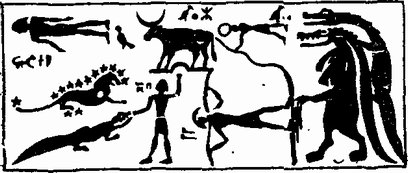 Рис. 3. Символы созвездий северного неба, изображенные на крышке древнеегипетского саркофага