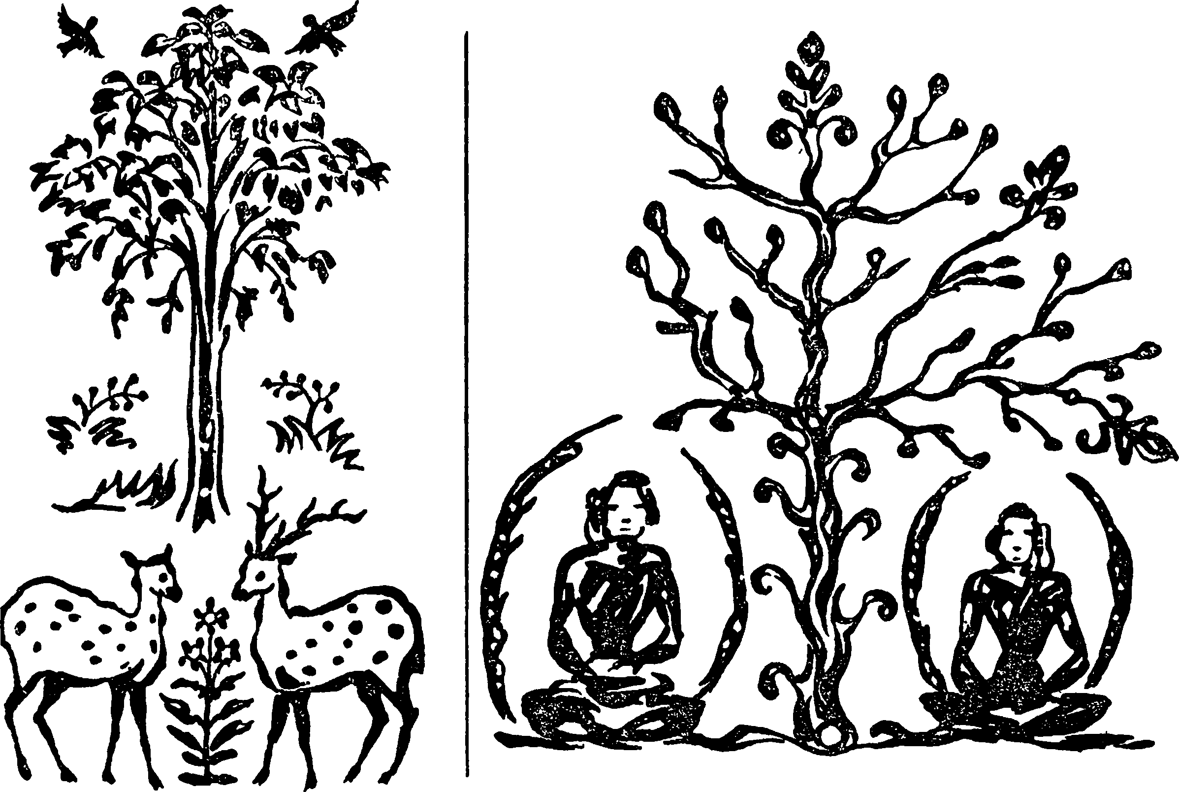 Два варианта изображения мирового дерева (средневековый Китай)