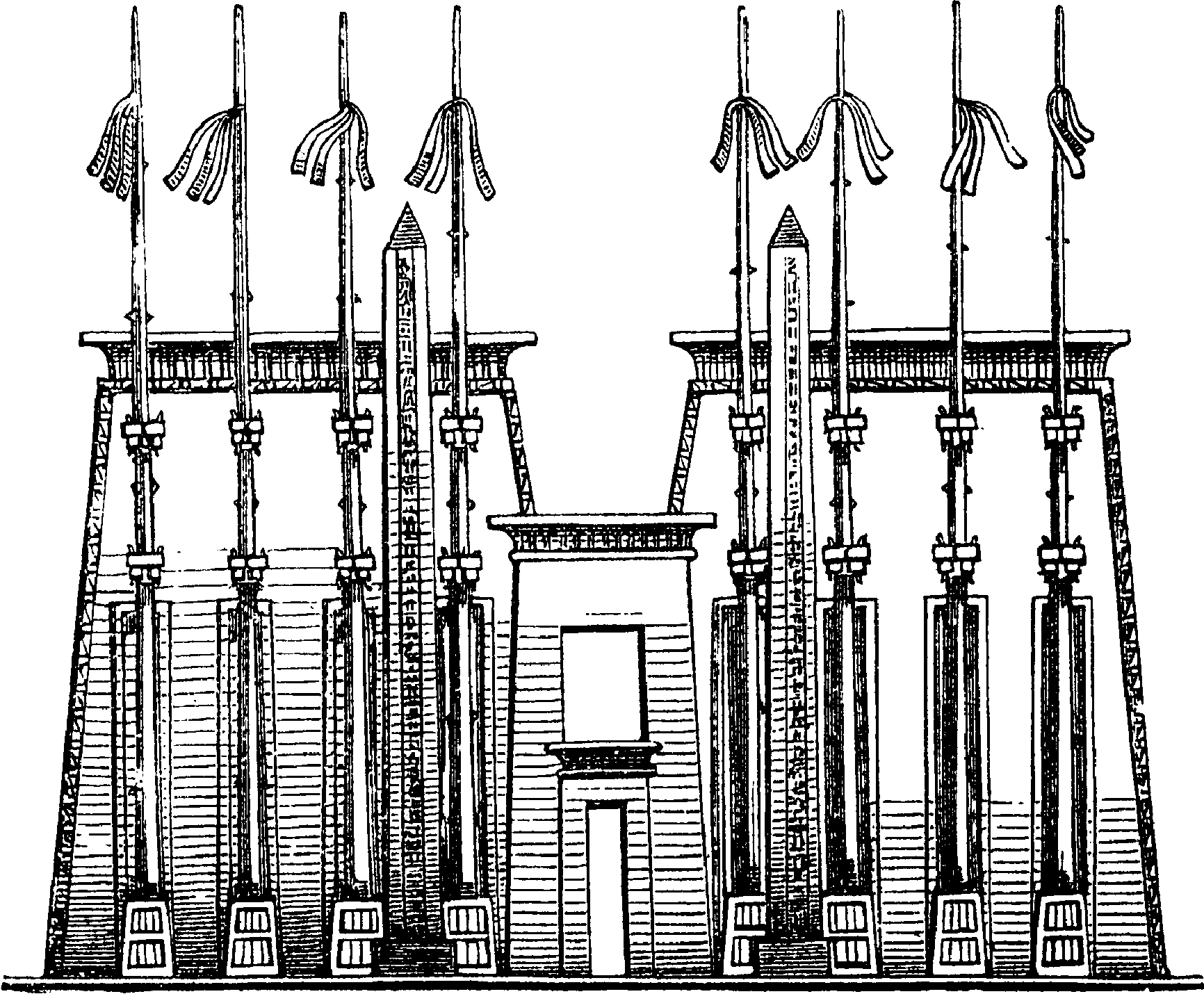Вход в храм с пилоном и обелисками