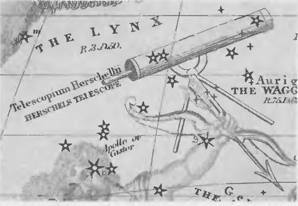 Рис. 1.7. Изображение созвездия «Телескоп Гершеля» в атласе, изданном И. Бурриттом (1835)