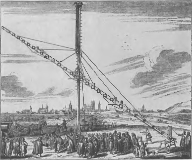Рис. 3.5. Крупнейший, 150-футовый телескоп Яна Гевелия (1645 г.)