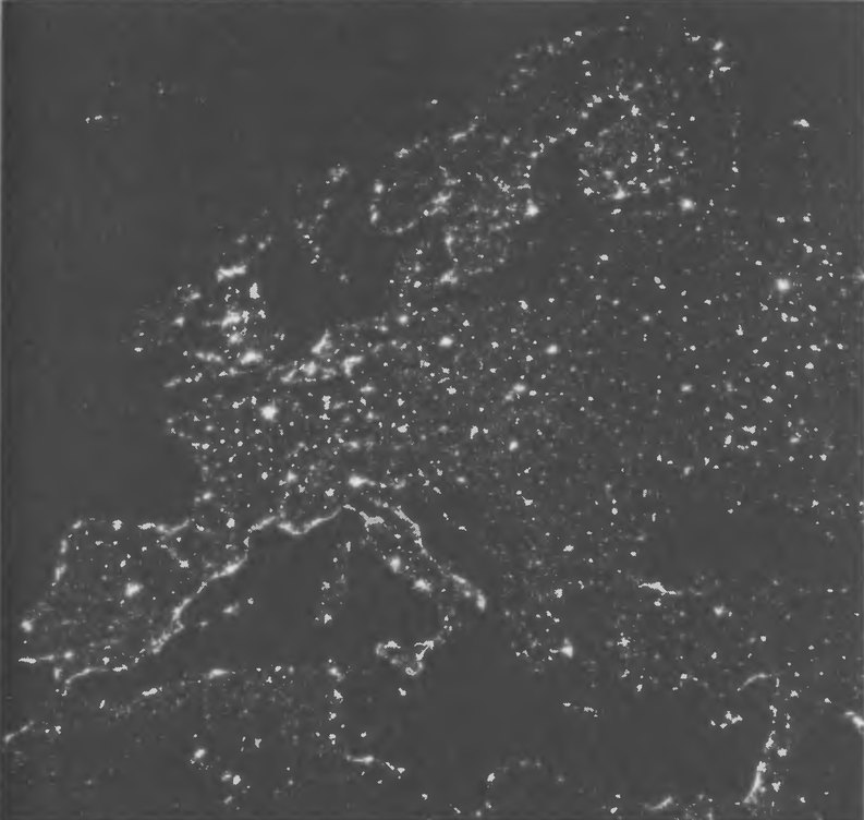 Рис. 3.38. «Световое загрязнение» Европы