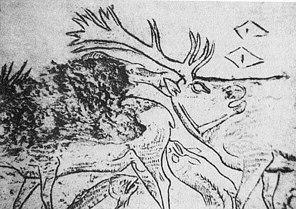 4. Изображение рога оленя в гроте Лорте (Верхние Пиренеи, Франция) и две интригующие ромбовидные фигуры, которые могут иметь астрономическое значение