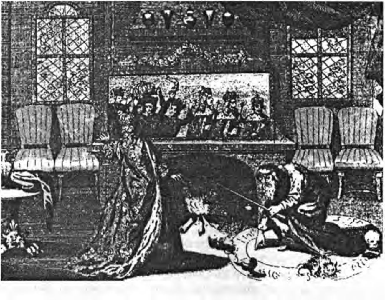 Нострадамус демонстрирует Екатерине Медичи процессию будущих королей в магическом зеркале. Нострадамус был практикующим астрологом, но его знаменитые афористические предсказания не были получены при помощи астрологии. (Частная коллегия)
