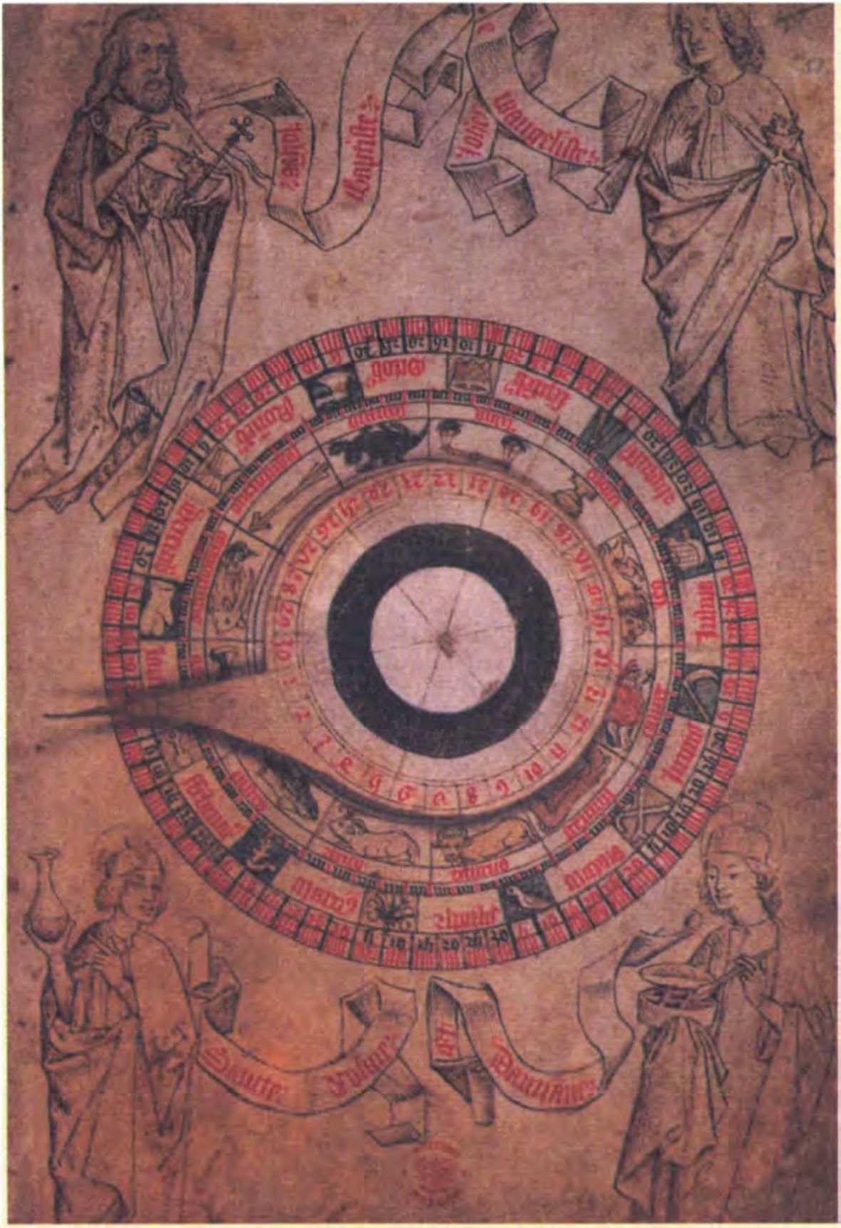 Астрологическая медицина. Передвижной гороскоп-циферблат для определения положения Солнца. (Британская Библиотека)