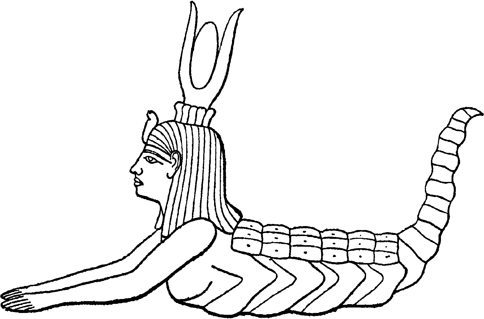 Богиня Серкет, или Селкет (обе с рогами и диском)