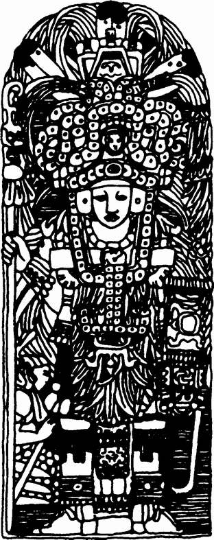Рис. 41. Жрец-астроном древних майя (рисунок на камне)